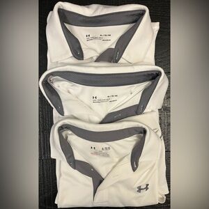 Under Armour Men's White with dark grey trim collared shirts